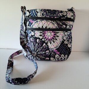 VERA BRADLEY TRIPLE ZIPPER HIPSTER BAG CROSSBODY MIMOSA MEDALLION QUILTED